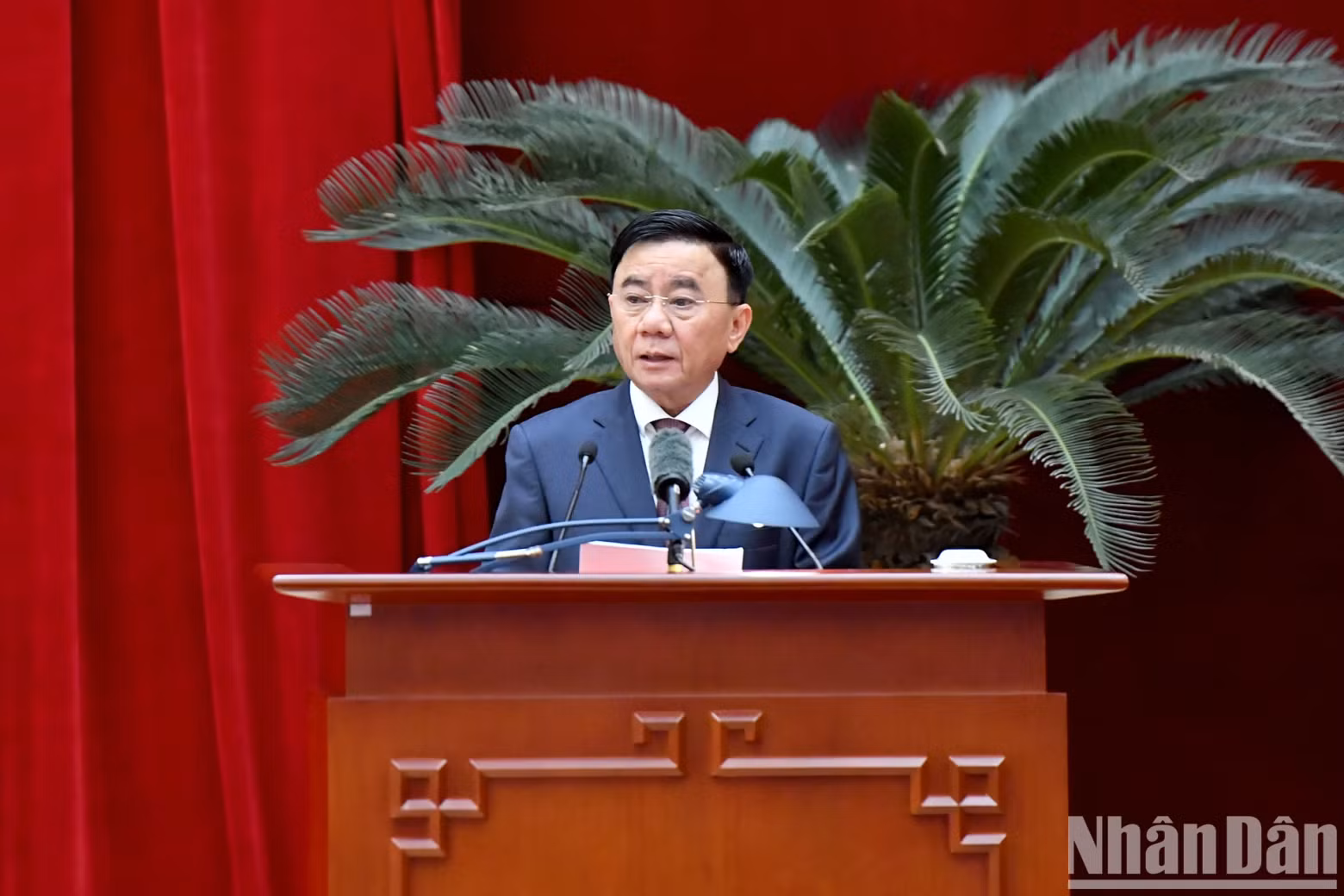 Politburo member Tran Cam Tu speaks at the event