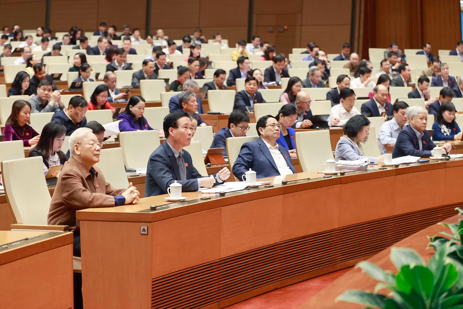 General Secretary Nguyen Phu Trong and delegates at the meeting. (Photo: VNA)