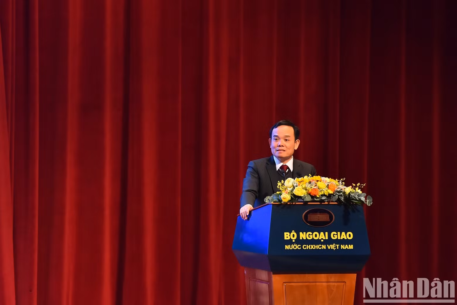 Deputy Prime Minister Tran Luu Quang speaks at the meeting.