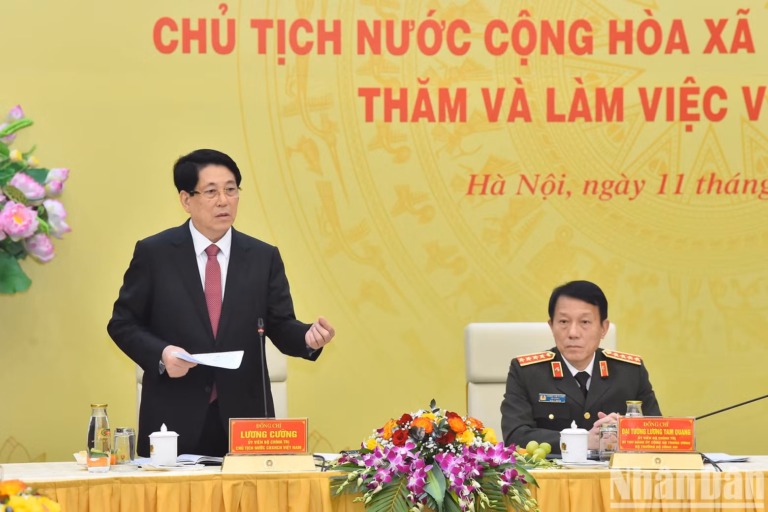 President Luong Cuong gives instructions at the working session with the Ministry of Public Security. President Luong Cuong gives instructions at the working session with the Ministry of Public Security.