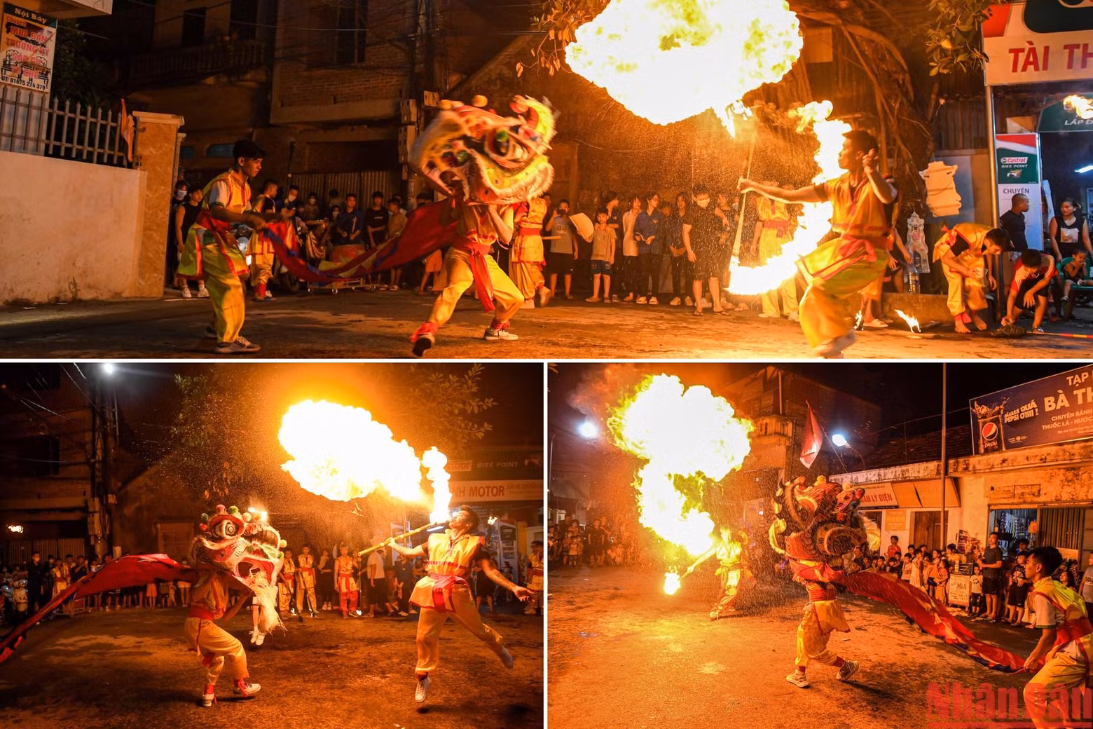 The spectacular lion dance and fire blowing performances