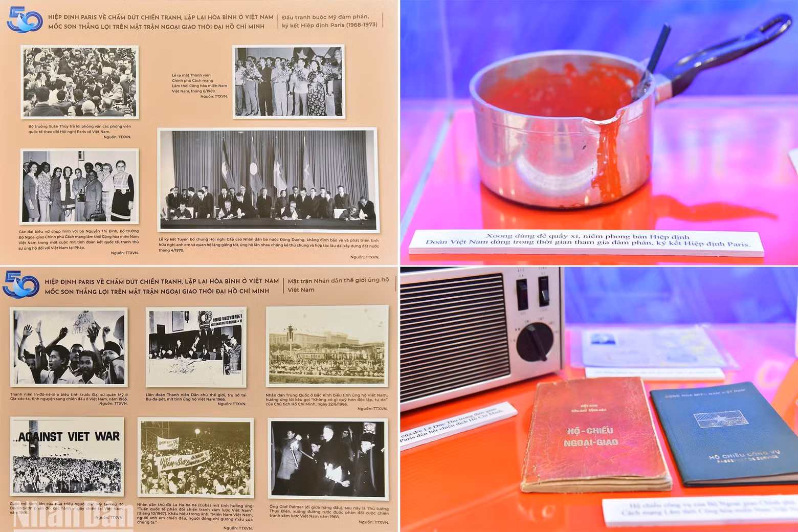 Many pictures and mementoes related to the Paris Peace Accords were displayed on the sidelines of the ceremony.