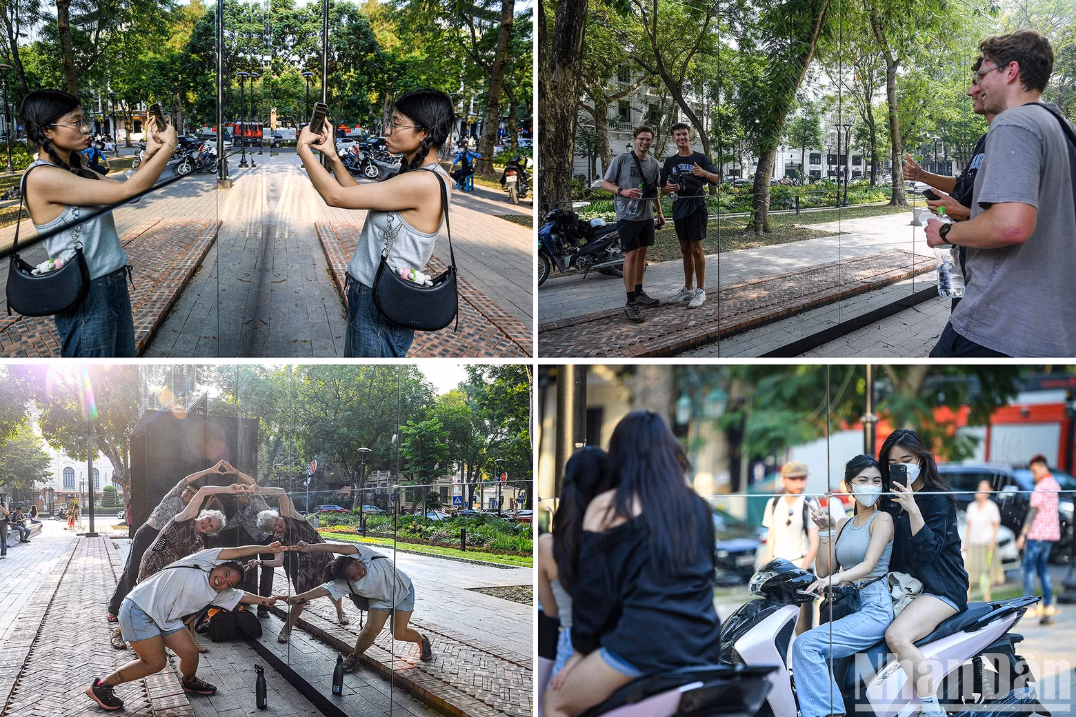 Not only locals but also foreign tourists are interested and stop to take interesting reflection moments in the mirror.