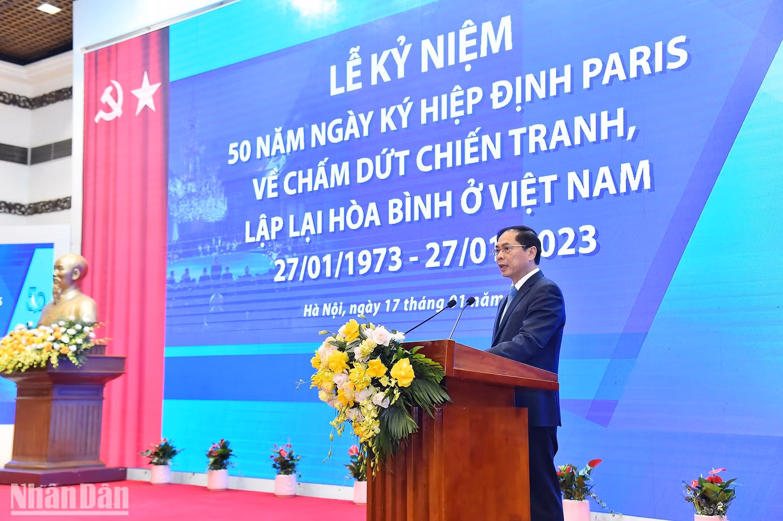 Foreign Minister Bui Thanh Son delivered the opening speech to mark the 50th anniversary of the Paris Agreement on Ending the War and Restoring Peace in Vietnam (Paris Peace Accords) (January 27, 1973-2023).