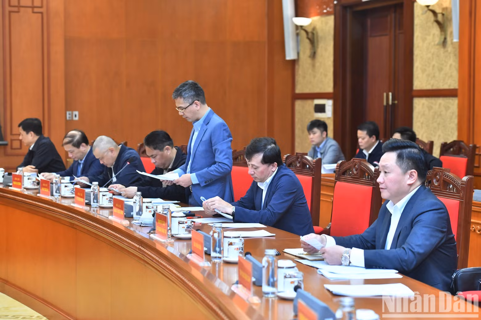 Delegates attend the meeting.