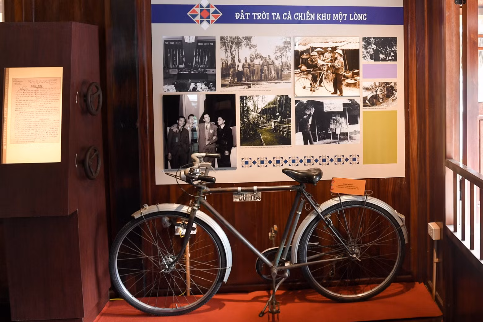 A Peugeot bicycle associated with martyr, journalist Trinh Hoang Dam, former reporter of Cuu Quoc Newspaper. This bicycle was used as a means of revolutionary activities and press propaganda from 1950 to 1952.