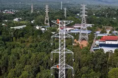 The 110kV Phu Quoc–North Phu Quoc transmission line was energised on August 28, 2026. (Photo: EVNSPC)