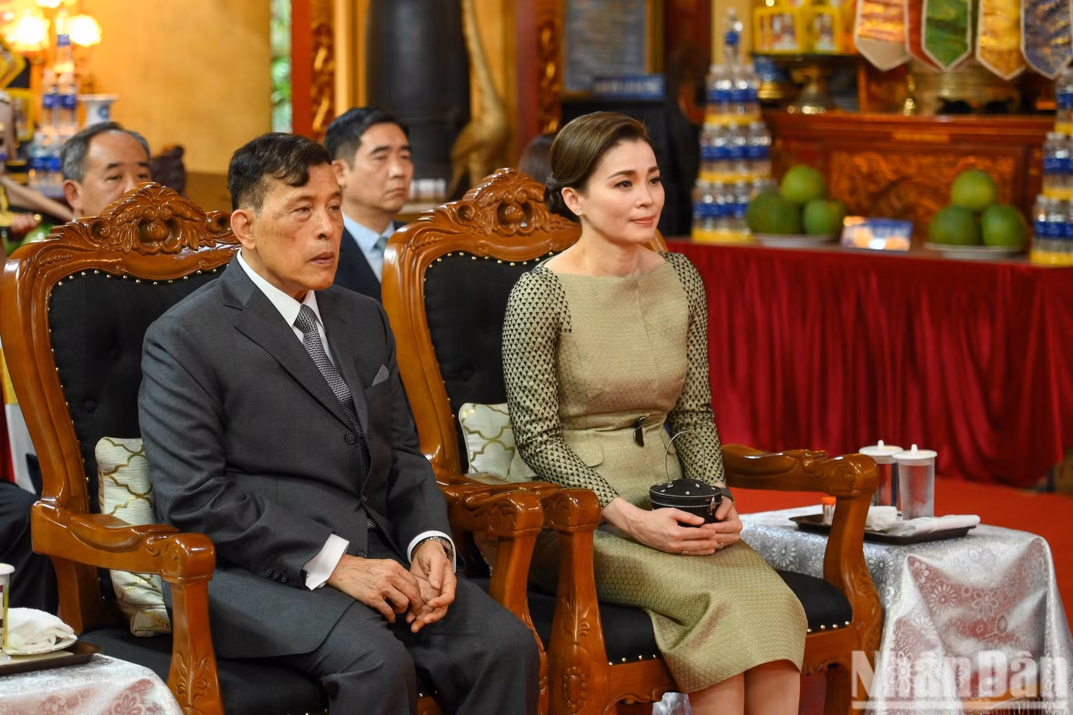 Thai King Maha Vajiralongkorn Phra Vajiraklaochaoyuhua and Queen Suthida Bajrasudhabimalalakshana attend the ceremony to pray for peace.