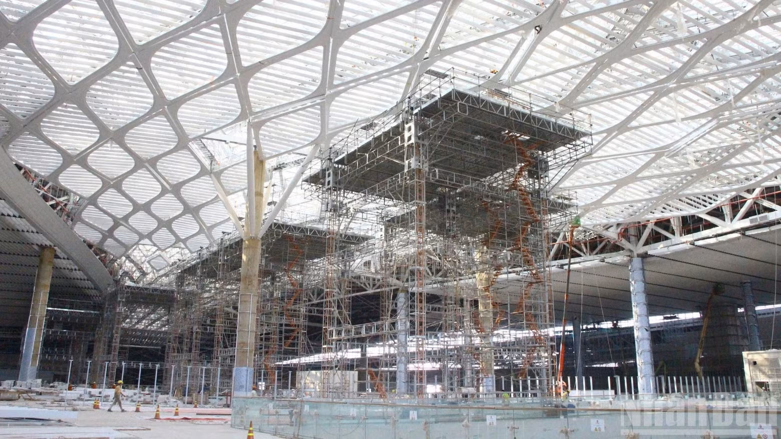 Construction inside the passenger terminal at Long Thanh Airport.