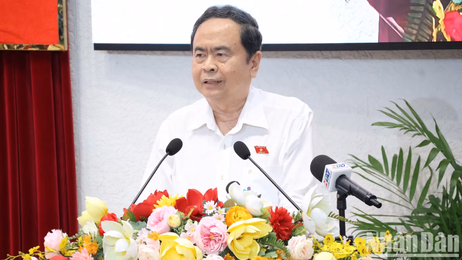 National Assembly President Tran Thanh Man speaks at the event. (Photo: Vuong Le)