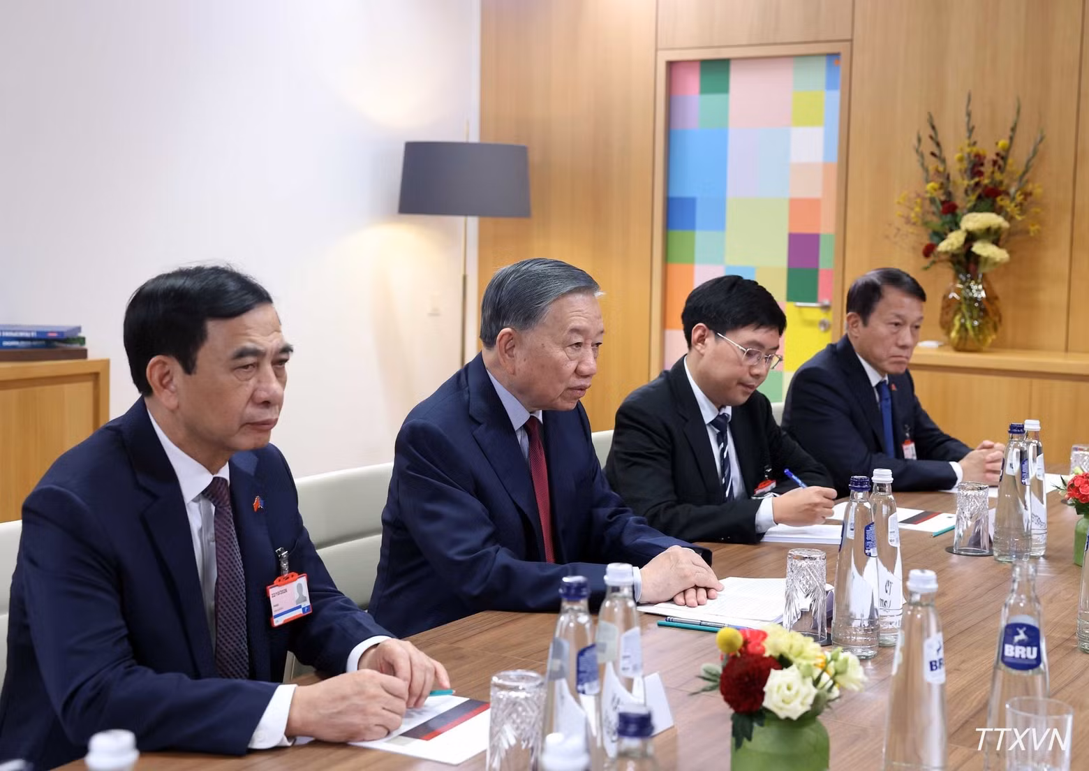 General Secretary and President To Lam speaks during a restricted meeting with European Council President Antonio Costa ahead of their talks. (Photo: VNA)