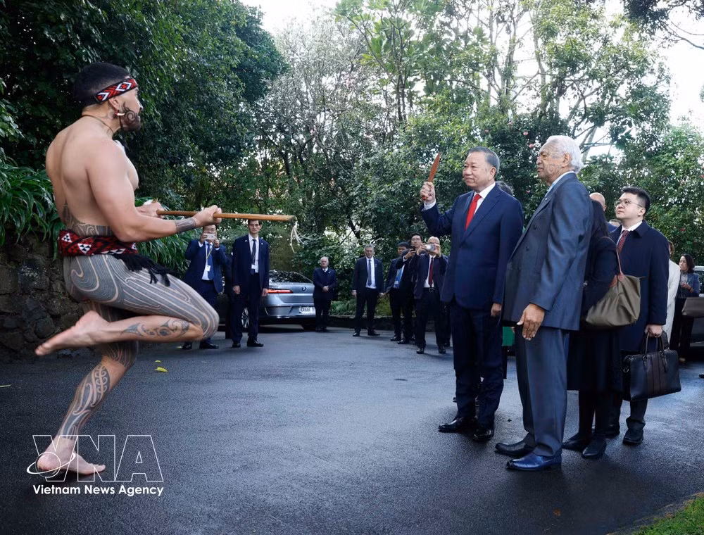 The traditional Māori welcome ceremony for General Secretary of the Communist Party of Viet Nam Central Committee and President of Viet Nam To Lam (Photo: VNA)