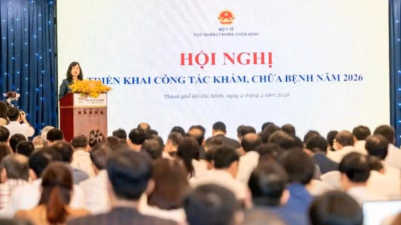 Minister of Health Dao Hong Lan speaks at the conference.
