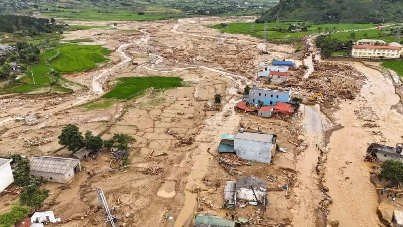 The devastation in Chit Village, Muong Than Commune, after the flash flood swept through. (Photo: Muong Than Commune Integrated Services Centre)