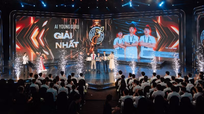 The Neural Ninjas team from The Dewey Schools wins first prize in the AI Young Guru competition.