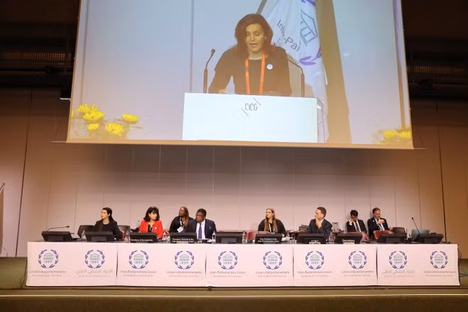At the 151st Assembly of the Inter-Parliamentary Union in Switzerland. (Photo: VNA)