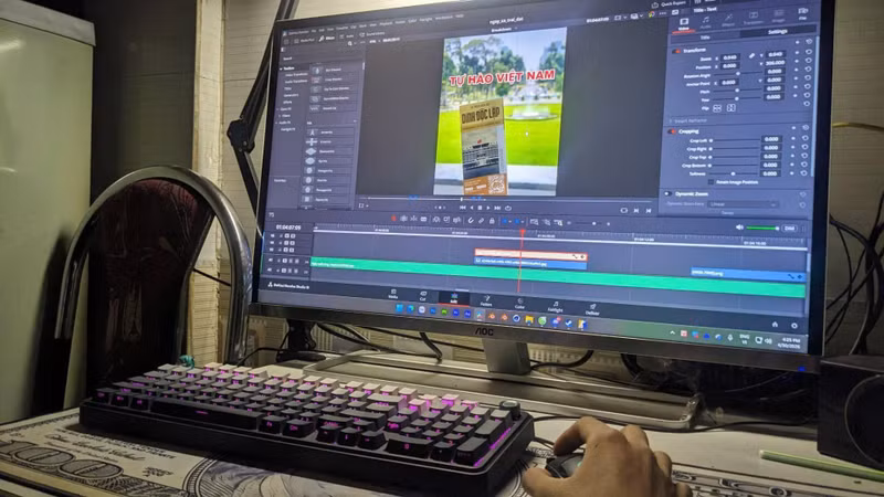 Dang Vuong works on his short video entlted “Proud of Viet Nam”.