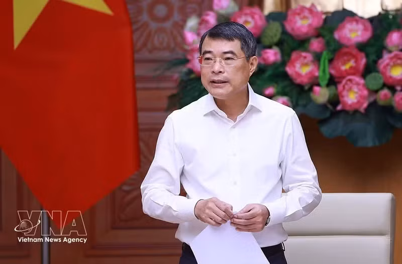 Prime Minister Le Minh Hung addresses the working session with the Ministry of Foreign Affairs (MoFA) in Ha Noi on May 11. (Photo: VNA)