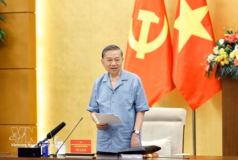 Party General Secretary and State President To Lam speaks at the conference (Photo: VNA)