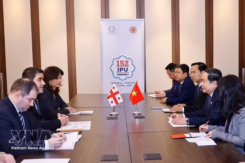 At the meeting between Chairman of the Vietnamese National Assembly Tran Thanh Man and Chairman of the Georgian Parliament Shalva Papuashvili as part of their meeting in Istanbul on April 16, 2026. (Photo: VNA)