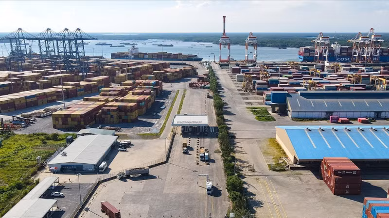 Warehousing and import/export cargo at Tan Cang - Cai Mep Thi Vai Terminal, which belongs to the Cai Mep - Thi Vai port system. (Photo: HINH SON)