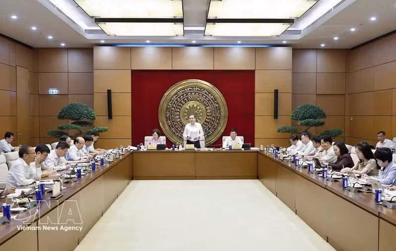 NA Chairman Tran Thanh Man speaks at the working session with standing members of the NA's Committee for Economic and Financial Affairs in Ha Noi on May 20. (Photo: VNA)