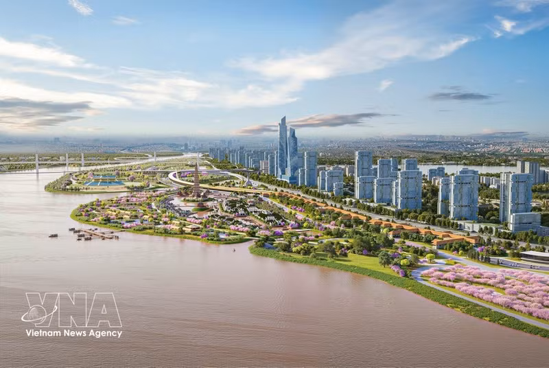 The Red River Scenic Boulevard Axis is designated as one of nine key development corridors of Ha Noi. (Photo: VNA)