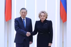 General Secretary of the Communist Party of Vietnam (CPV) Central Committee and President To Lam and Chairwoman of the Federation Council of the Federal Assembly of Russia Valentina Matvienko . (Photo: VNA)