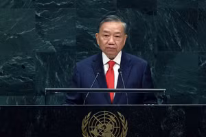 General Secretary of the Communist Party of Viet Nam Central Committee and President To Lam delivers remarks at the 81st session of the United Nations General Assembly. (Photo: VNA)