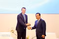 Chairman of the Ho Chi Minh City People’s Committee Nguyen Van Duoc (right) meets with Managing Director of the World Economic Forum (WEF) Stephan Mergenthaler on October 28, 2026. (Photo: VNA)