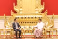 During his visit to Myanmar to co-chair the 10th Meeting of the Joint Commission on Bilateral Cooperation on August 26, 2026, Le Hoai Trung—Politburo member and Minister of Foreign Affairs—meets President of the Republic of the Union of Myanmar, Min Aung Hlaing. (Photo: VNA)