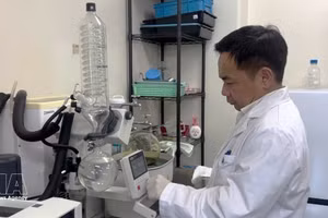 Professor Tran Dang Xuan works in his research laboratory. (Photo: VNA)