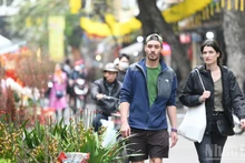 Foreign tourists in Viet Nam.