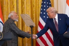 US President Donald Trump and Indian Prime Minister Narendra Modi at a meeting at the White House in Washington, DC, on February 13, 2025. (Photo: Xinhua)