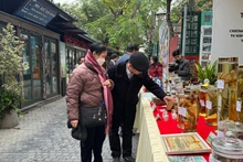 Visitors at the exhibition.