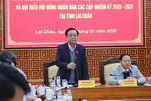 National Assembly Vice Chairman Le Minh Hoan speaks during a meeting with Lai Chau leaders on preparations for the elections of the 16th NA and People’s Councils at all levels.