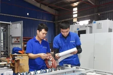 Workers of Van Der Leun Viet Nam checks and installs ship electronic boards. (Photo: Khanh An)