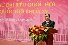 National Assembly Chairman Tran Thanh Man addresses the conference. (Photo: Duy Linh)