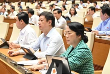 National Assembly deputies adopt a resolution on special mechanisms and policies to create breakthroughs in law building and enforcement. (Photo: Thuy Nguyen)