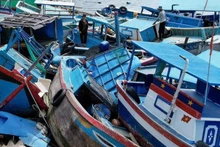 Fishing vessels in Dak Lak Province were severely damaged by Typhoon Kalmaegi.