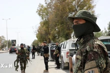 Syrian security forces in Ashrafiyat Sahnaya town, south-west of the capital Damascus. (Photo: Xinhua/VNA)
