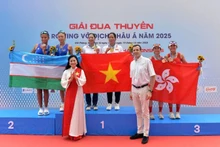 A medal ceremony at the 2025 Asian Rowing Championships in Hai Phong.