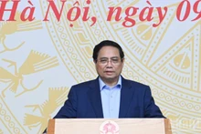 Prime Minister Pham Minh Chinh on October 9 chairs a nationwide teleconference to launch the National Target Programme on Drug Prevention and Control to 2030. (Photo: Tran Hai)
