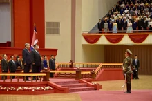 A solemn welcome ceremony for Party General Secretary To Lam is held in Pyongyang on October 9 morning. (Photo: VOV)
