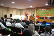 Duong Bich Diep, Director of the Green Economics Institute, speaks at the launch of the Viet Nam-Cuba Agricultural Biotechnology and Natural Healthcare Network in Havana.
