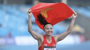 Nguyen Linh Na earns a gold medal in women's heptathlon. (Photo: VNA)