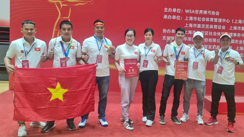 The Vietnamese slingshot athlete delegation participated in an international tournament in China in 2024.
