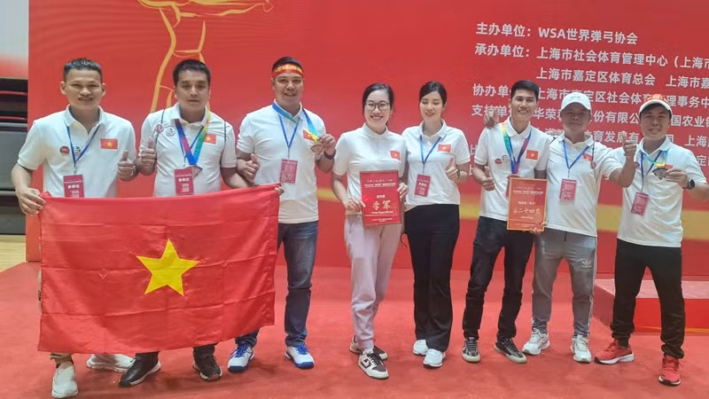 The Vietnamese slingshot athlete delegation participated in an international tournament in China in 2024.