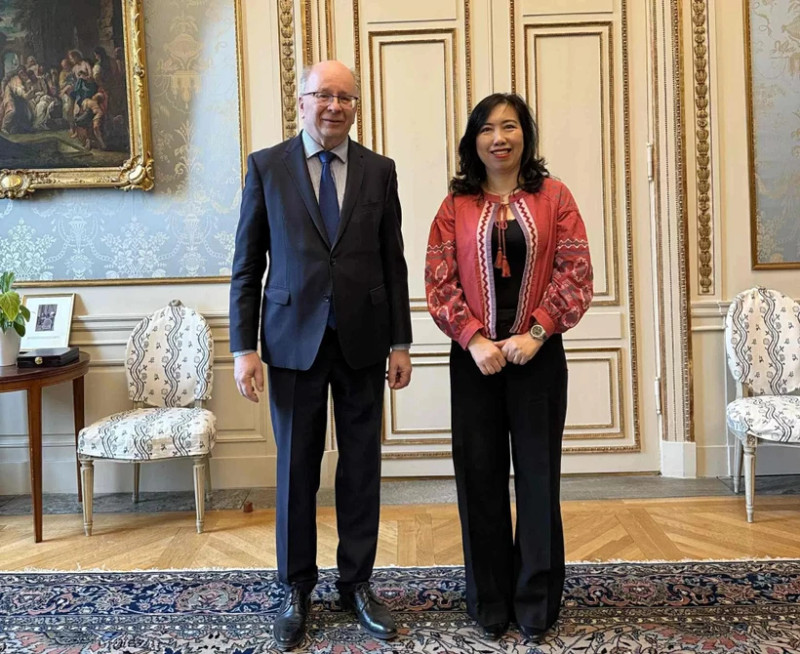 Vietnamese Deputy Minister of Foreign Affairs Le Thi Thu Hang (R) and Swedish State Secretary for Foreign Affairs Dag Hartelius (Photo: baoquocte.vn)