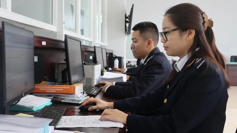 Business activities at Hon La Port Customs Branch, Quang Binh Customs Department. (Photo: haiquanonline.com.vn)